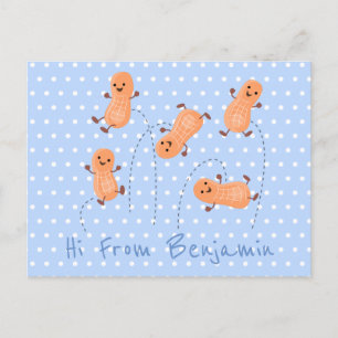Carte Postale Caricature de cacahuètes joyeux sautillant
