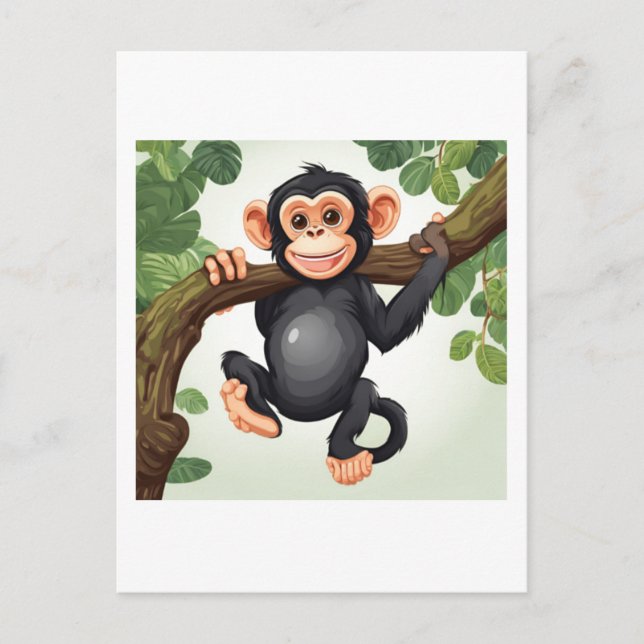 Carte Postale Caricature de chimpanzé fou mignon (Devant)
