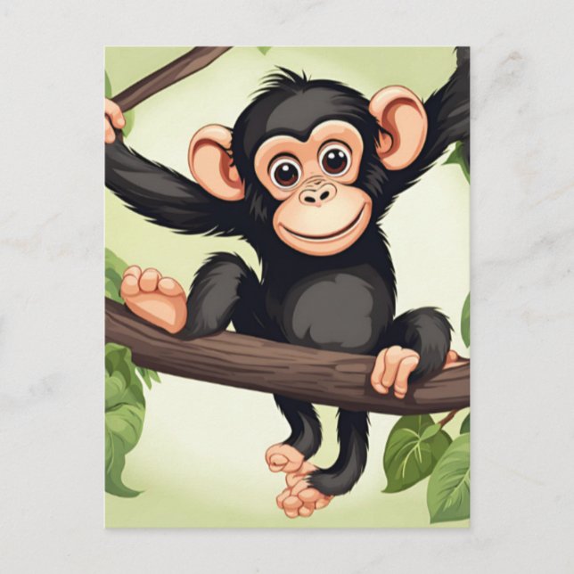 Carte Postale Caricature de chimpanzé fou mignon (Devant)