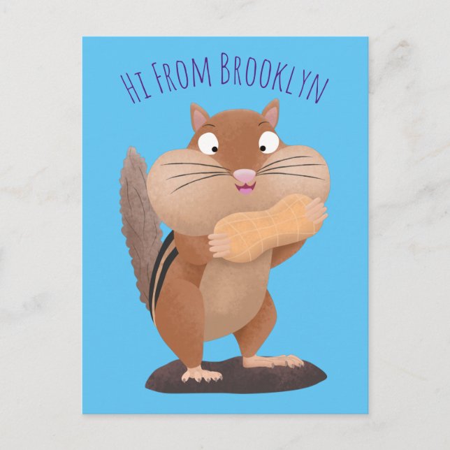 Carte Postale Caricature de chipmunk à grosses joues mignonnes (Devant)