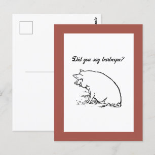 Carte Postale Caricature de cochon de Perky mignon, croquis d'en