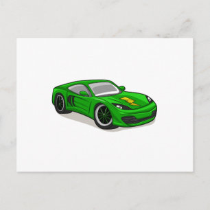 Carte Postale Caricature de course automobile verte - Choisissez