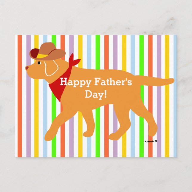 Carte Postale Caricature de cowboy du Labrador jaune (Devant)