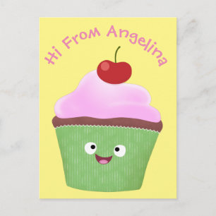 Carte Postale Caricature de cupcake joyeux