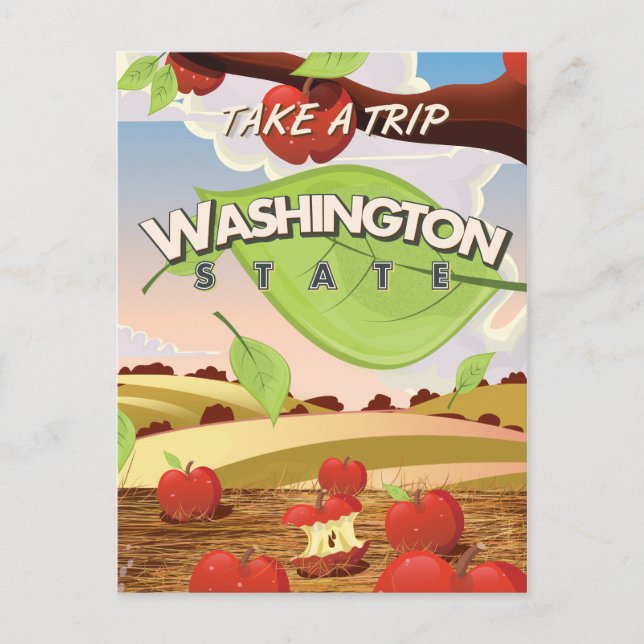 Carte Postale Caricature de l'affiche de l'arbre Apple de Washin (Devant)