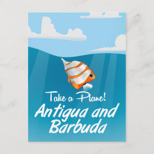 Carte Postale Caricature de l'affiche de voyage de Antigua et Ba