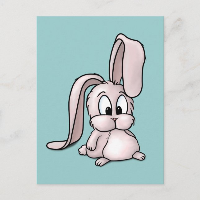 Carte Postale Caricature de lapin rose mignon (Devant)