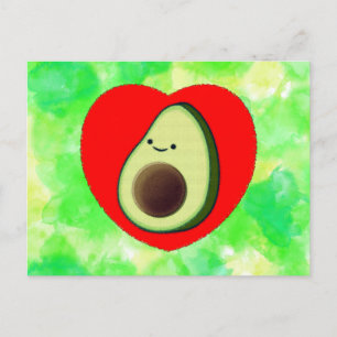 Carte Postale Caricature de l'Avocado mignonne au coeur rouge su
