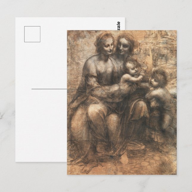Carte Postale Caricature de Léonard de Léonard de Vinci (Devant / Derrière)