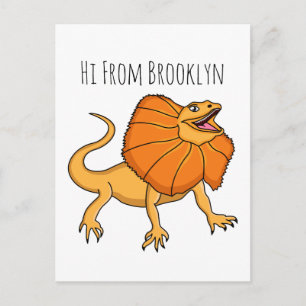 Carte Postale Caricature de lézard à col frisé orange