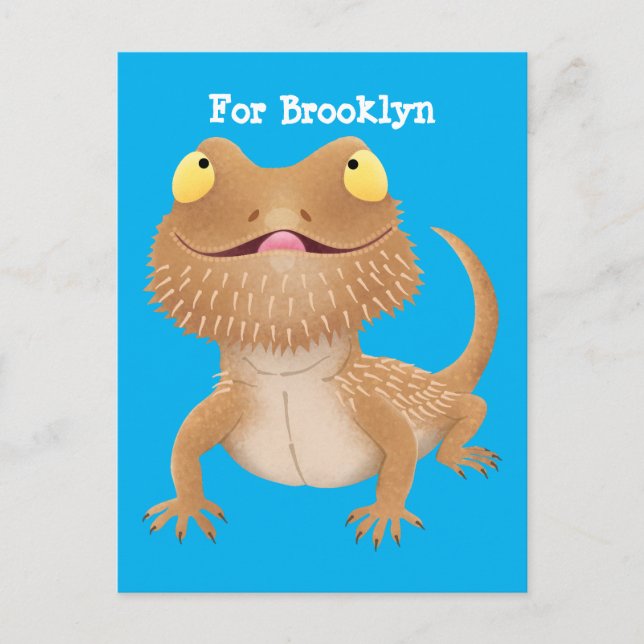 Carte Postale Caricature de lézard de dragon à barbe (Devant)