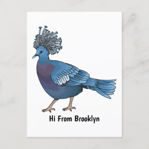Carte Postale Caricature de l'oiseau pigeon couronné Victoria
