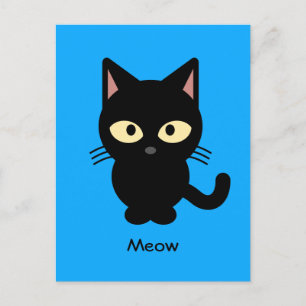 Carte Postale Caricature de miow en chat noir mignon