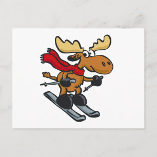 Carte Postale Caricature de Moose Skier   choisir la couleur arr