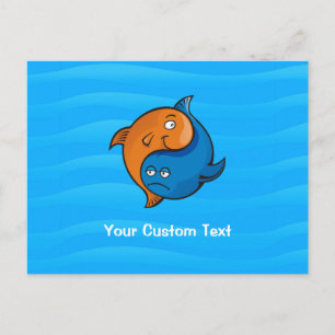 Carte Postale Caricature de poisson Yin Yang