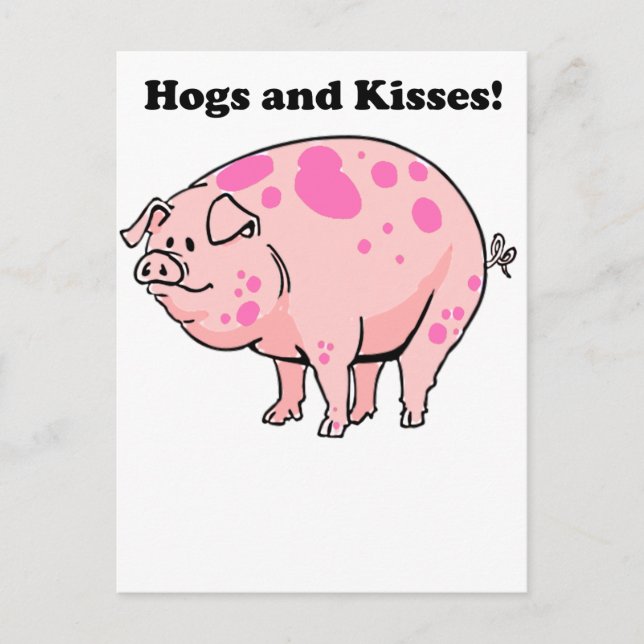 Carte Postale Caricature de porc et baisers de porc mignon (Devant)