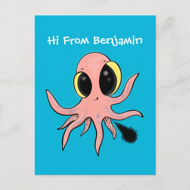 Carte Postale Caricature de poulpe de bébé mignonne et cheeky (Devant)