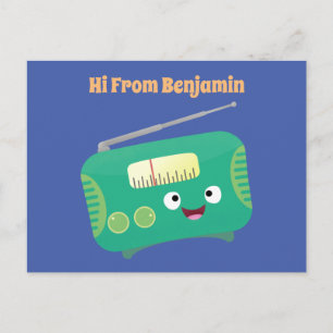 Carte Postale Caricature de radio rétro amusante