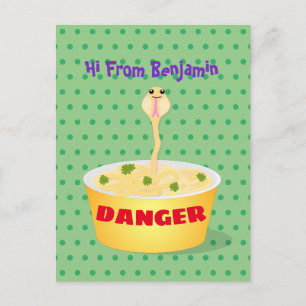 Carte Postale Caricature de serpent aux nouilles mignonnes illus