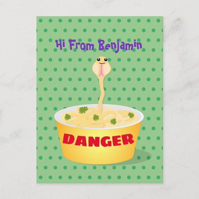 Carte Postale Caricature de serpent aux nouilles mignonnes illus (Devant)