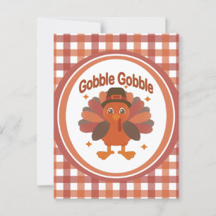 Carte Postale Caricature de Turquie Thanksgiving - "Gobble Gobbl