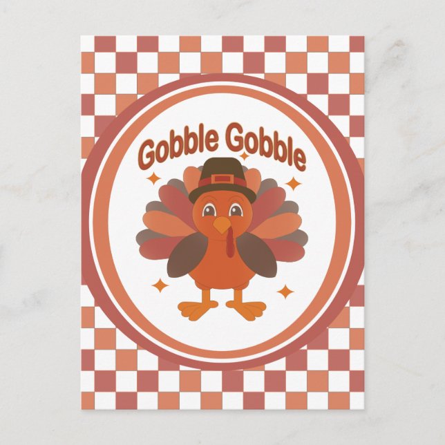 Carte Postale Caricature de Turquie Thanksgiving - "Gobble Gobbl (Devant)
