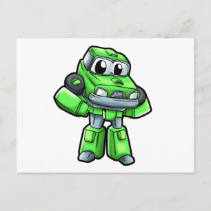 Carte Postale Caricature de voiture robot vert - Choisir la coul
