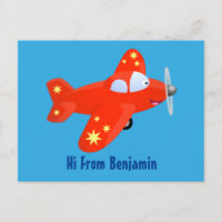Caricature de vol d'avion rouge mignon