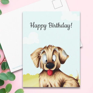 Carte Postale Caricature d'or retriever personnalisée Anniversai