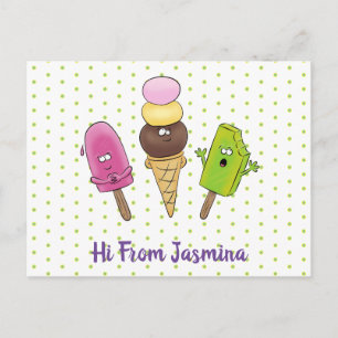 Carte Postale Caricature drôles de glace popsicle dessin animé t