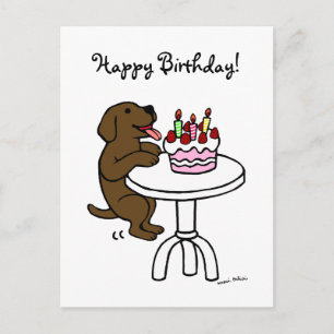 Carte Postale Caricature du Labrador au chocolat au gâteau d'ann