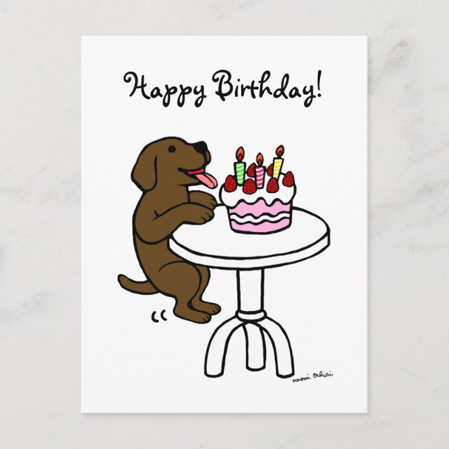 Carte Postale Caricature du Labrador au chocolat au gâteau d'ann (Devant)