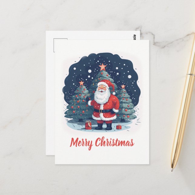 Carte Postale Caricature du Père Noël (Devant/Arrière en situation)
