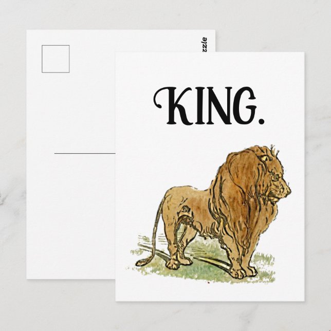 Carte Postale Caricature du roi de la jungle de Lion, Bold Wildl (Devant / Derrière)