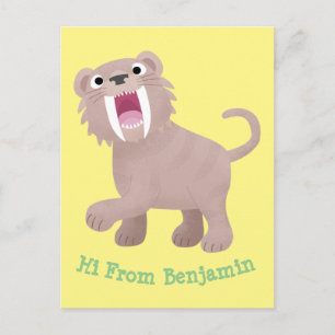 Carte Postale Caricature du tigre mignon Saber Toothed Smilodon