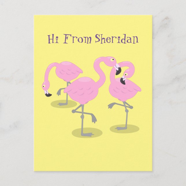 Carte Postale Caricature en trio flamand rose mou (Devant)