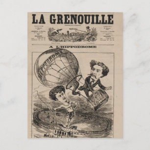 Carte Postale Caricature française d'un aéronaute en montgolfièr