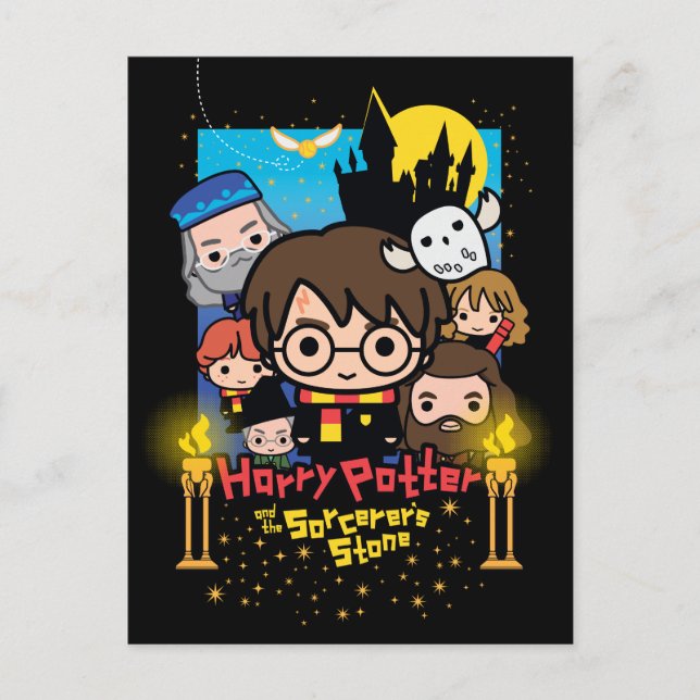 Carte Postale Caricature Harry Potter et la Pierre du Sorcier (Devant)