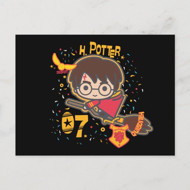 Carte Postale Caricature Harry Potter Quidditch Chercher (Devant)