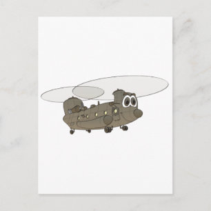Carte Postale Caricature hélicoptère Chinook