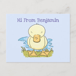 Carte Postale Caricature jaune mignon pour canard bébé