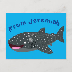 Carte Postale Caricature joli requin baleine joyeux