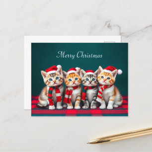 Carte Postale Caricature mignonne Chats de Noël Pet LoverCarte p