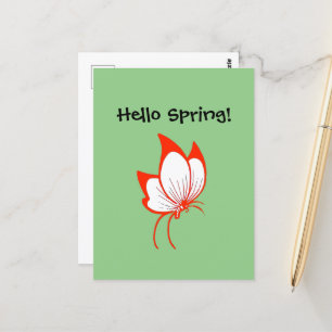 Carte Postale Caricature papillon orange, joli jardin Nature Art