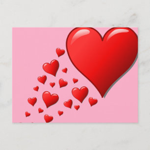 Carte Postale Caricature rouge mignon coeurs design