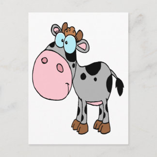 Carte Postale caricature stupide mignonne bébé veau de vache gri