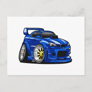 Carte Postale Caricature sur la vitesse de voiture de muscle ble