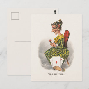 Carte Postale Caricature Victorienne de Femme en Robe Rayée - As