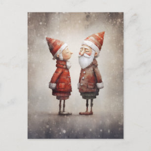 Carte Postale Caricature Whimsical Mme & M. Claus