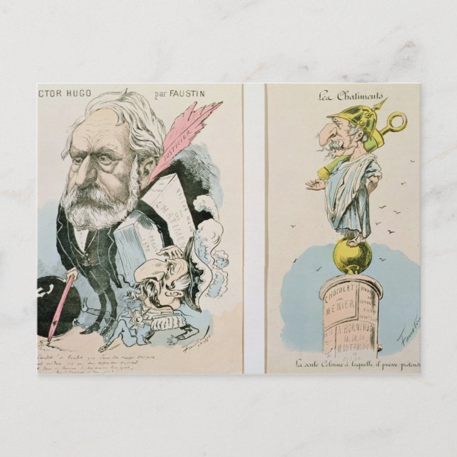 Carte Postale Caricatures de Victor Hugo et Napoléon III (Devant)